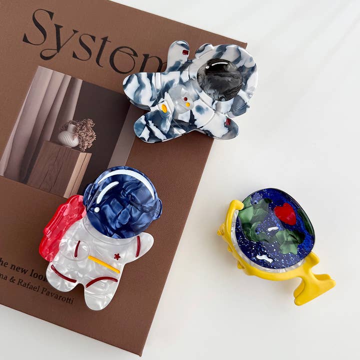 Gancho de Cabelo Astronauta Caprichoso, Garras de Cabelo em Acetato de Globo por atacado de SoapElenGlen