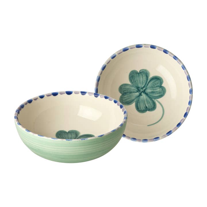 Ceramic Bowl with Hand Painted Good Luck Clover - 11.8 oz for wholesale by RicebyRice