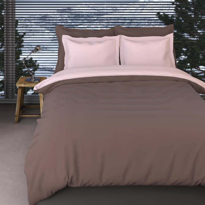 TEXTAP B.V. - Wholesale Duvet Cover - Romanette Flanel Duvet Cover Comtesse Taupe/Rose