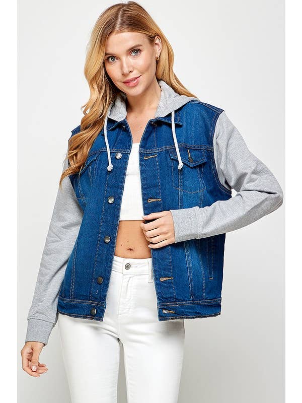 BLUE AGE - Vente Veste en jean – femme - Veste en jean pour femme avec capuche en molleton