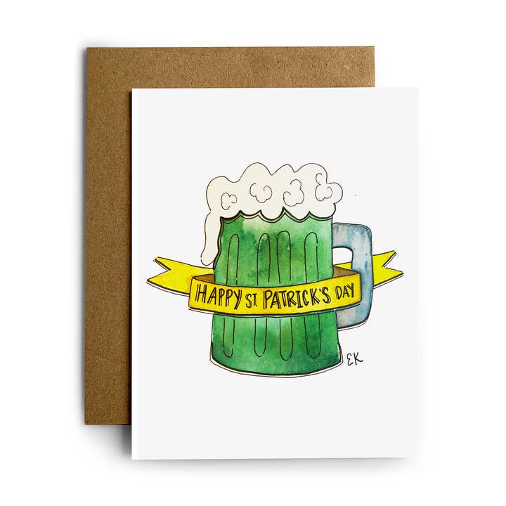 Green Beer Card for wholesale by Eileen Graphics