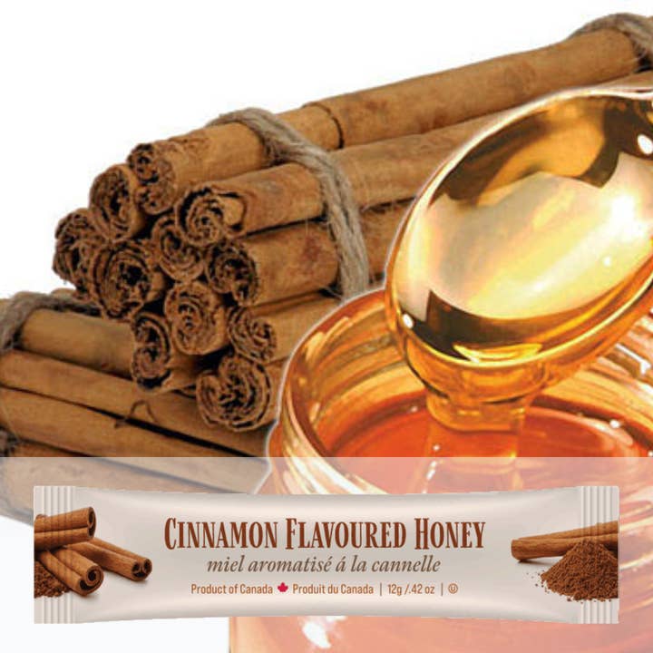 Honey Squeeze Pack - Cinnamon Flavoured - OU Kosher for wholesale by Tu-Bees Honey & Beeswax Candles