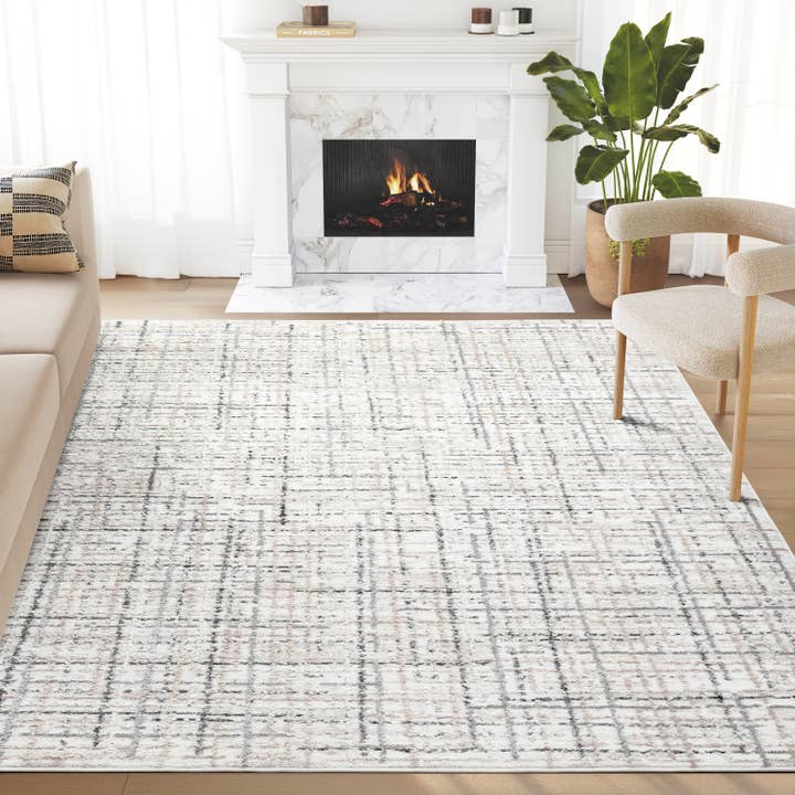 Abani Rugs - Wholesale Vloerkleed - Abani Viva VIV130A neutrale beige-grijze vloerkleed met crosshatch patroon1