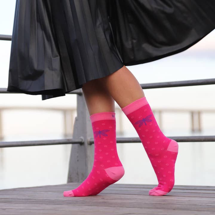 Dragonfly, Bambu Sockor, Rosa, Storlek M för wholesale av The Ugly Duck