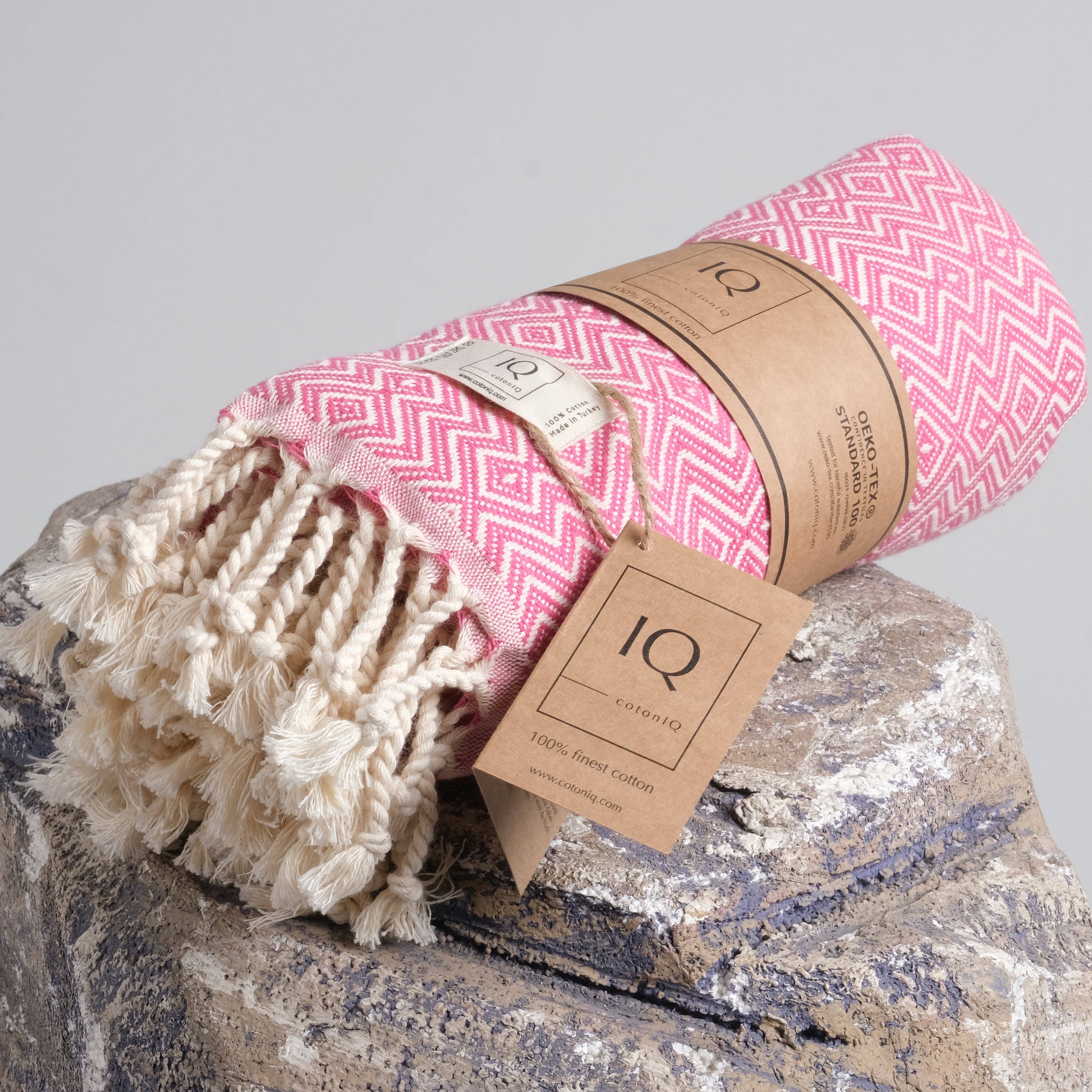 cotonIQ - Vendita all'ingrosso Telo mare - Asciugamano hammam, sauna e spiaggia Peru rosa 180x100 cm1