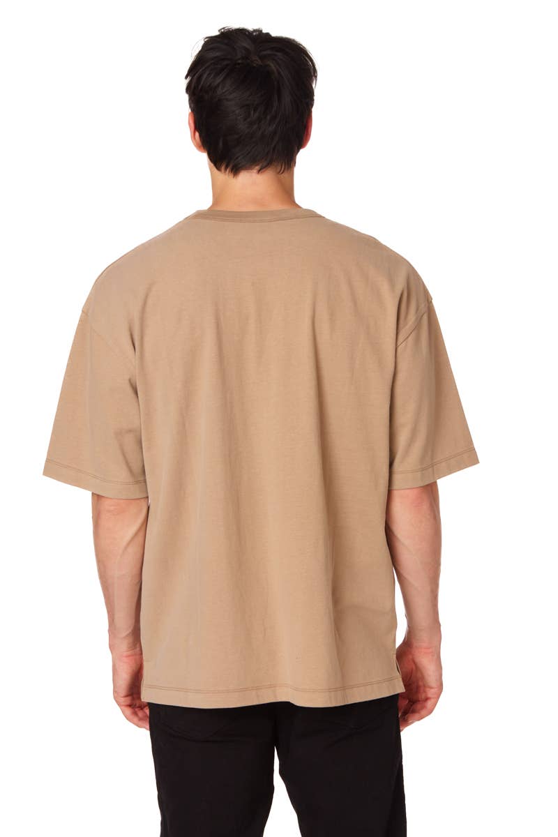 Men's Oversized Cotton Short Sleeve T-Shirt Sand for wholesale on Faire2