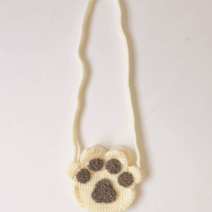 「FUNJI」In Japan - Wholesale DIY craft kit - Cat Paw Crochet Purse DIY Kit | Handmade Pom Pom Loop Bag | 4