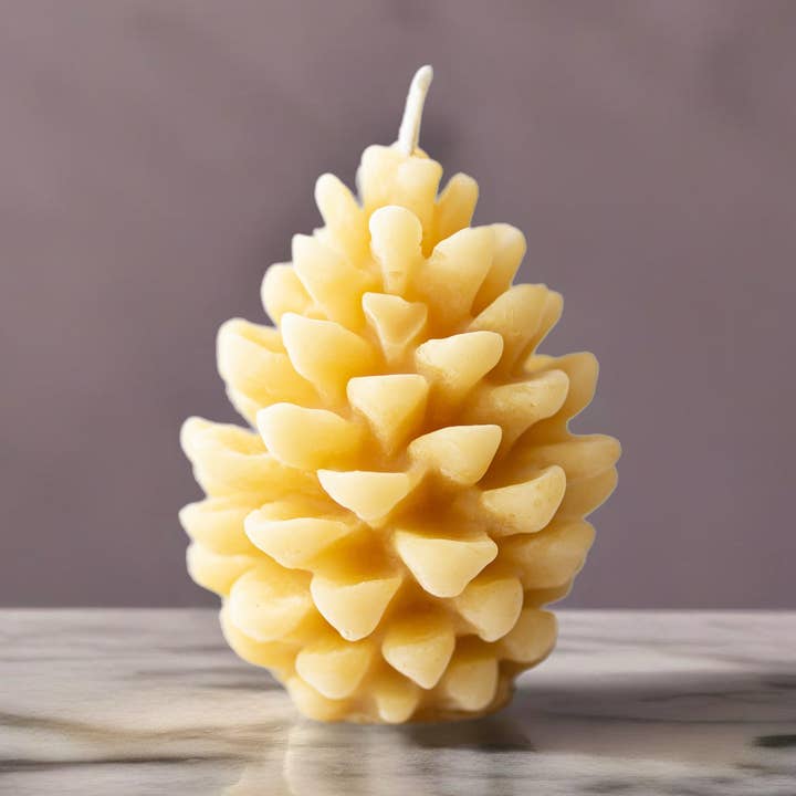 Beeswax Shaped Candle | Pinecone Design for wholesale by Serenes Beeswax Chandlery