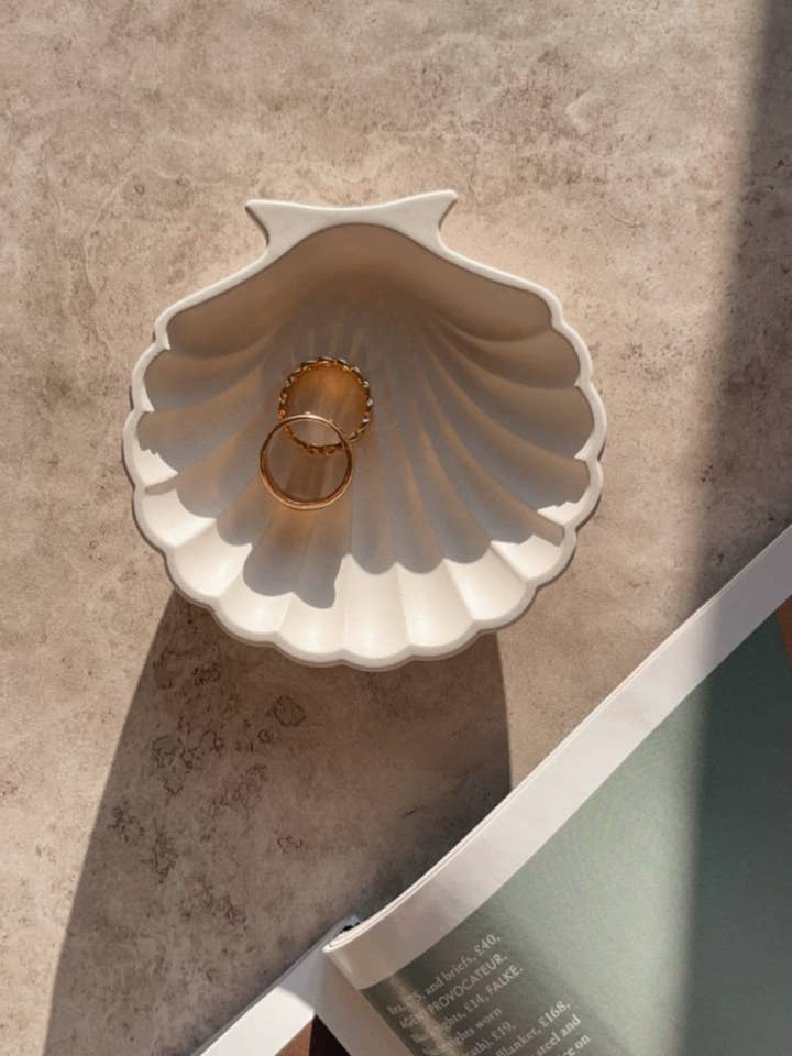 Handmade Concrete Scallop Shell Trinket Dish for wholesale by The lines studio