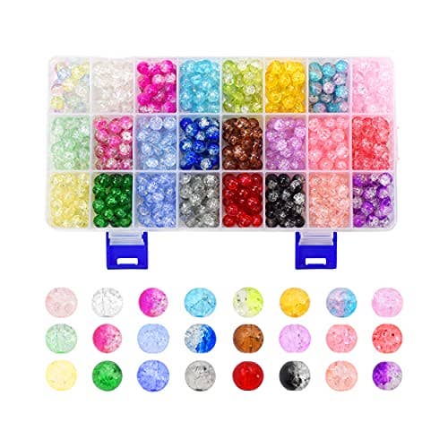 Crackle Lampwork Glass Round Beads for Jewelry Making for wholesale by Mandala Crafts