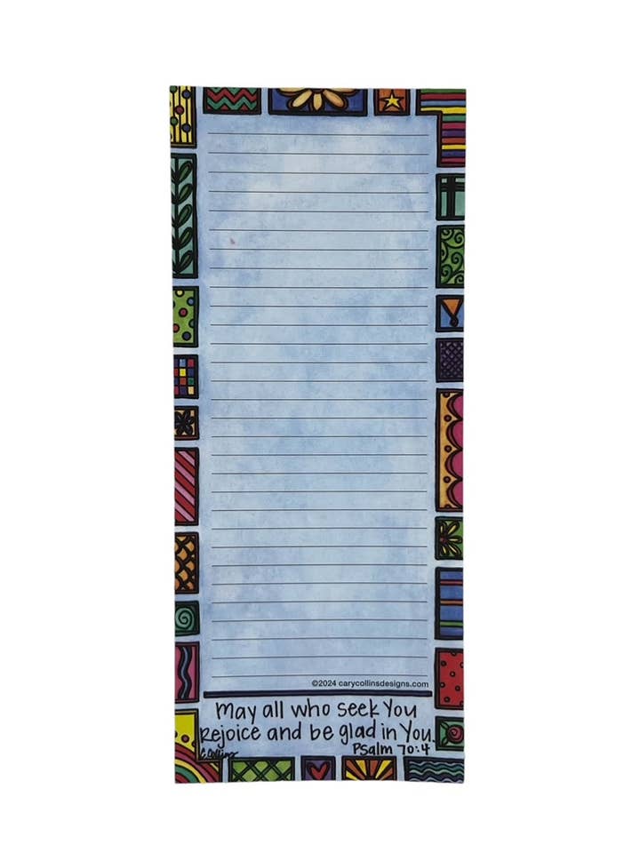 Rejoice Notepad for wholesale by Cary Collins Designs