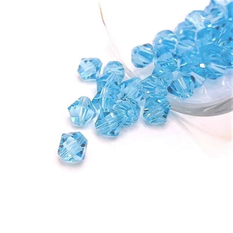 Guerrilla Charm - Wholesale Beads - 6x6mm Bicone Aqua Blue Imitation Crystal March Birthstone Beads0