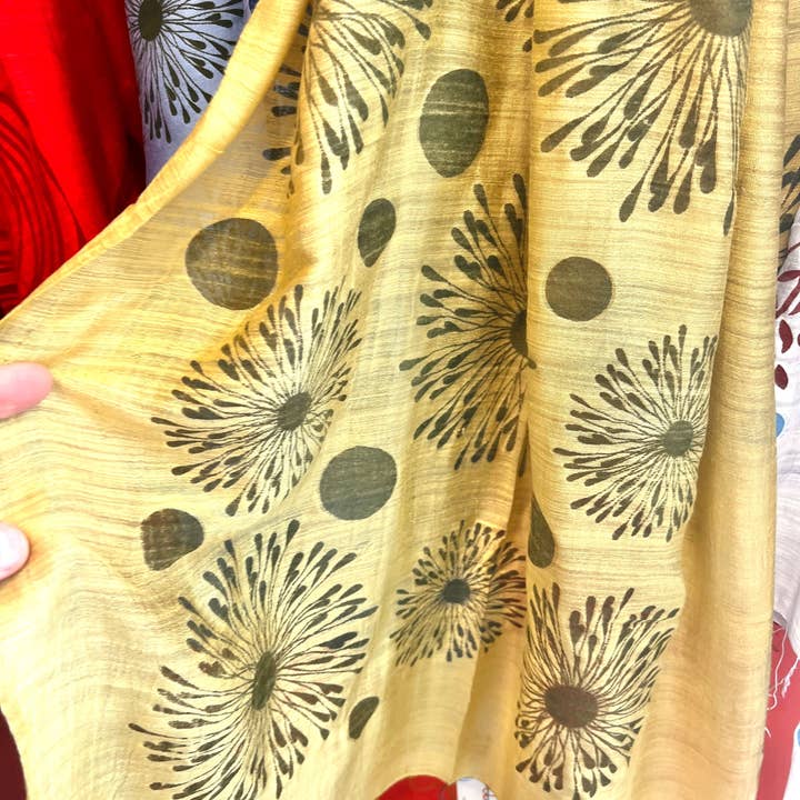 Wooven - Wholesale Scarf - Women's - Screen Printed Silk Blend Scarves in 13 colors and patterns, hand printed in Vietnam13