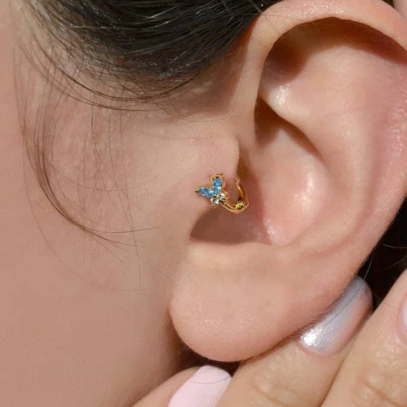 StockJWL - Venta al por mayor Pendiente sin pareja - Azul, Rosa; Púrpura, Pendiente de Mariposa, Joyería de Mariposa, Piercing de Anillo, Piercing de Tragus, Pendientes de Cartílago, Pendientes de Hélix, Regalo para Ella2