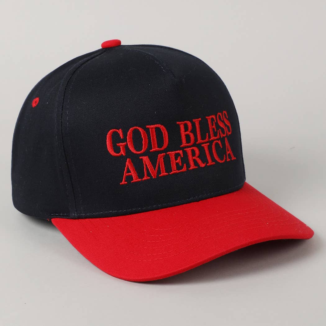 Fashion City - Wholesale Baseball Cap - Unisex - God Bless America Embroidered Two-Tone Canvas Cap23