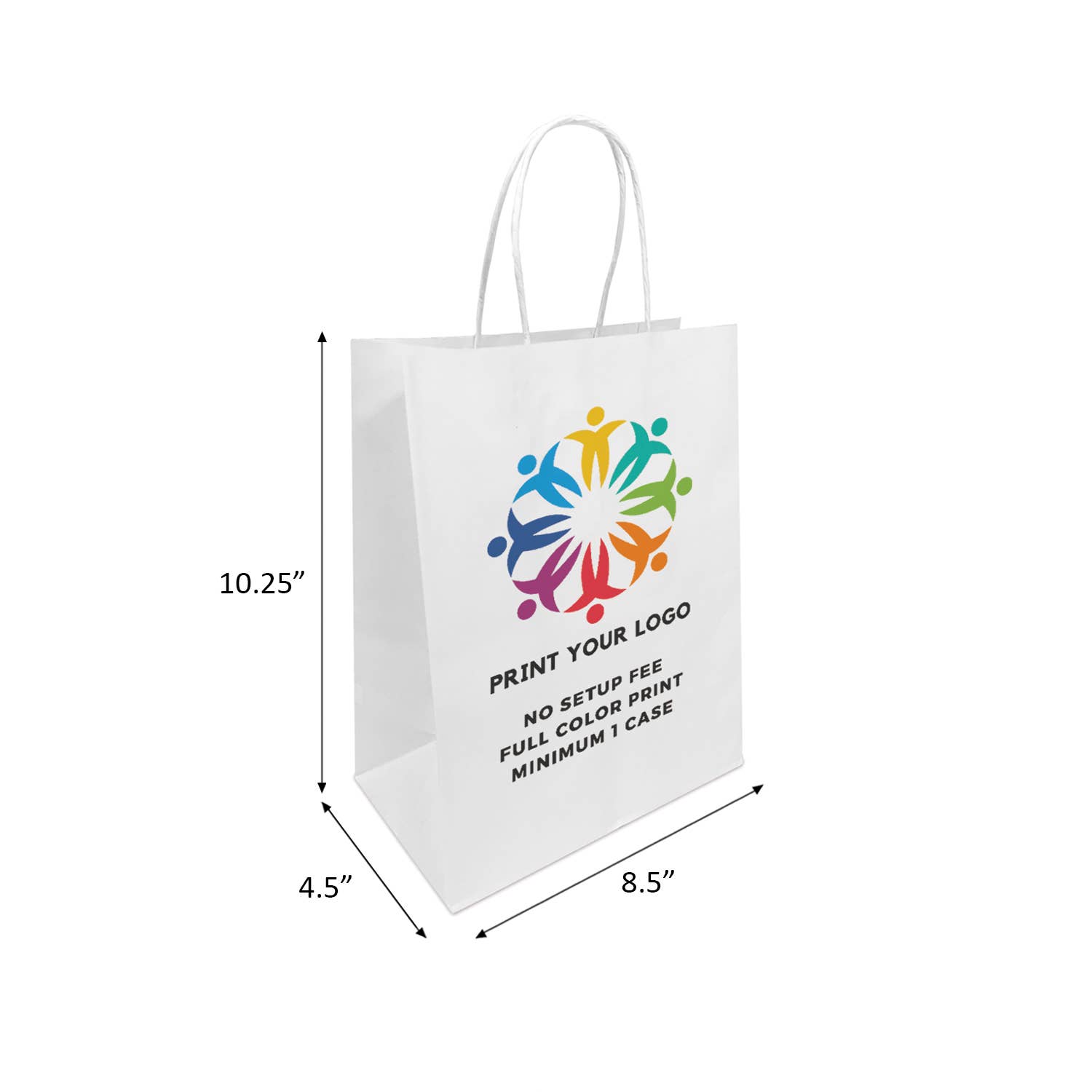 Kis Paper - Wholesale Gift Bag - Custom Print Cub 8x4.75x10.25 White Paper Bags