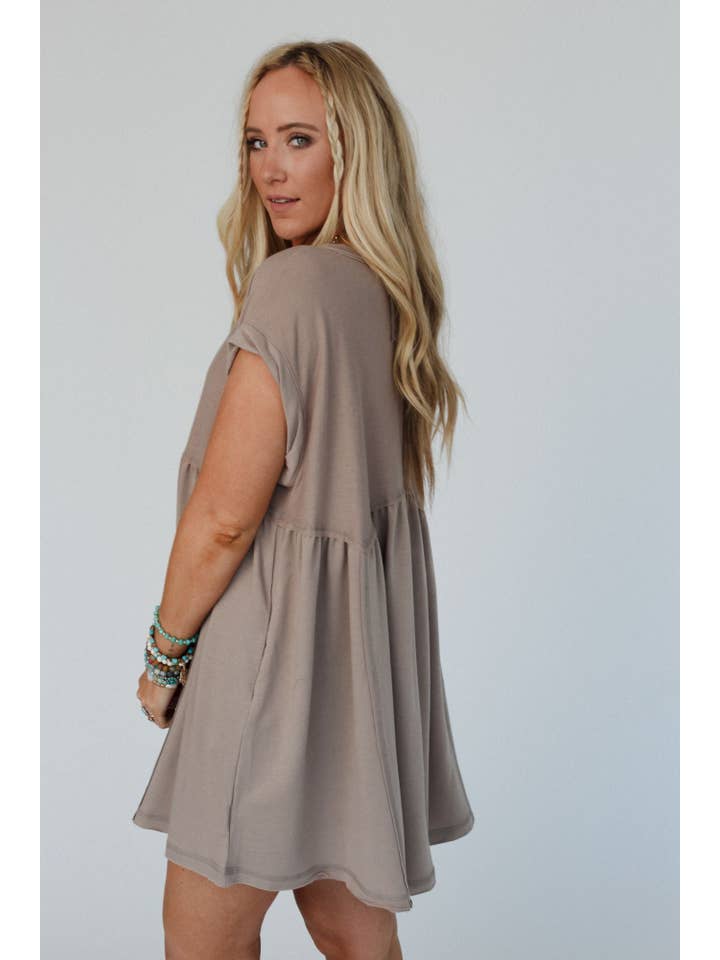 Three Bird Nest - Wholesale Dress - Women's - Sweet Nothings Baby Doll Dress - Khaki