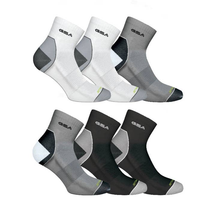 GSA mäns ekologisk bomull prestanda kvartalet strumpor /6Pack för wholesale av GSA