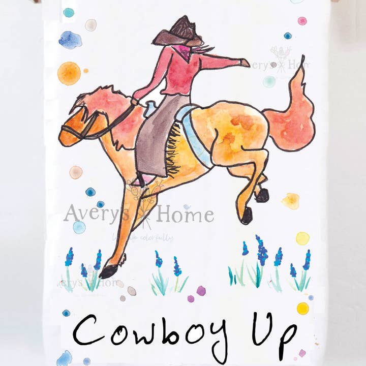 Cowboy Up Customizable Western Rodeo Tea Towel for wholesale by Avery's Home
