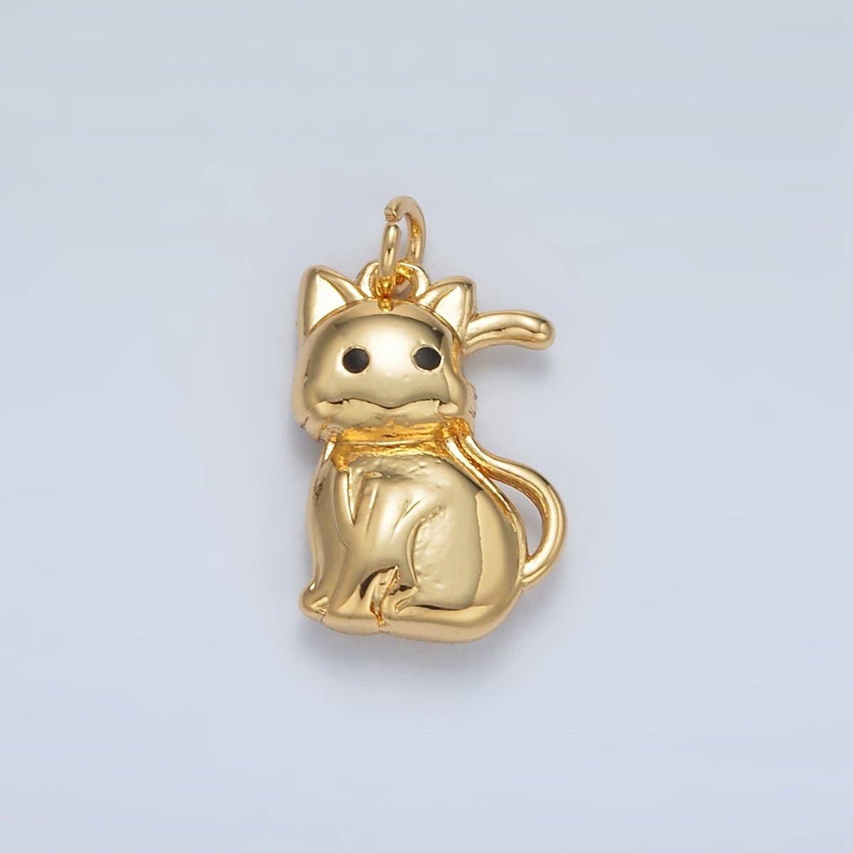 Aim Eternal - Wholesale Individual Charm/Pendant - 24K Gold Filled 15mm Mini Puffed Cat Kitty Pet Charm | AC166