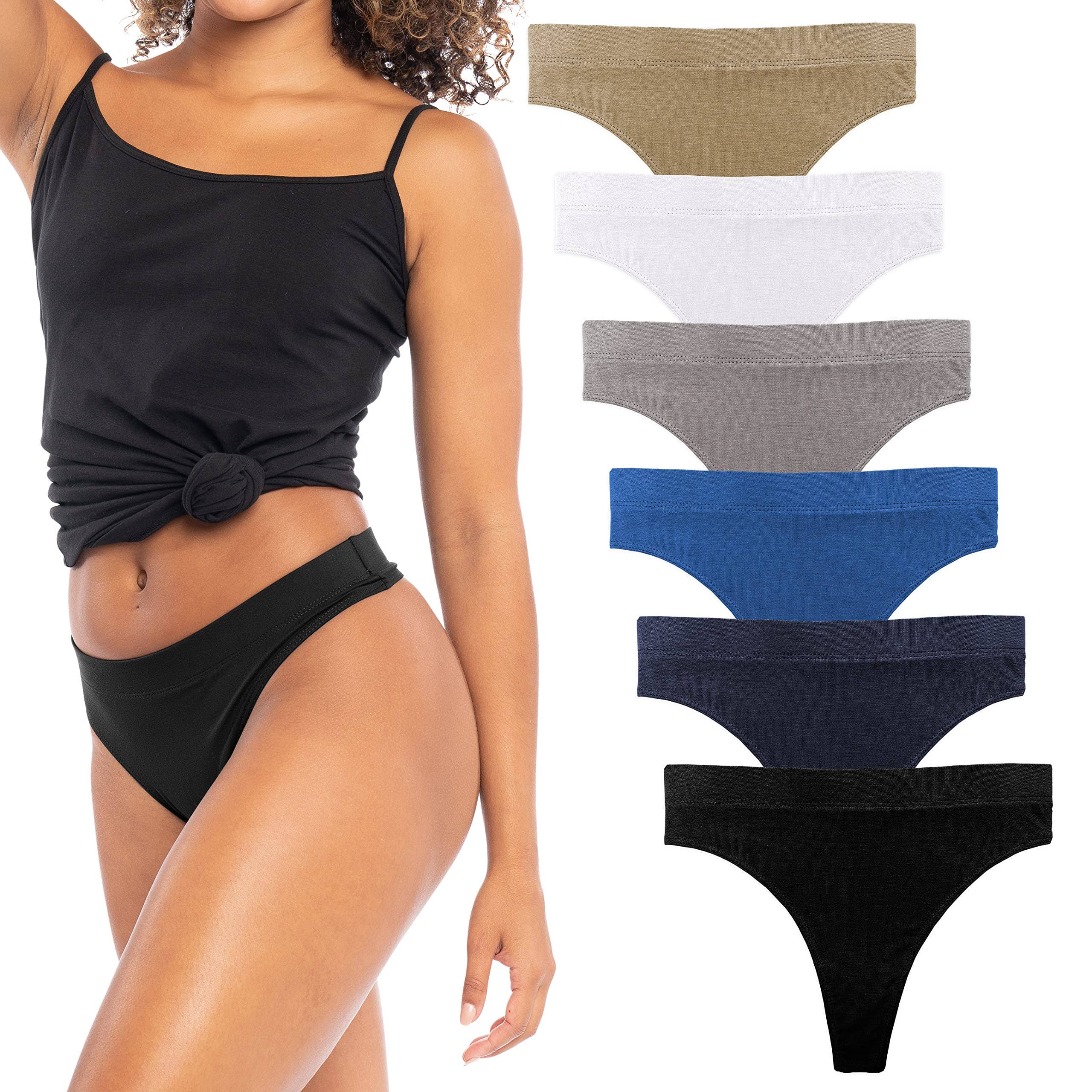 I-Wear Brands – Roupa interior - Mulher por atacado – 6 Pack Mulher Rayon Desporto Ativo Thong Pantie Roupa Interior0
