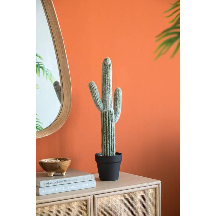 A&B Home Group Inc. - Wholesale Artificial Plant - 8x5x24.5"H Potted Faux Saguaro Cactus - White/Green6