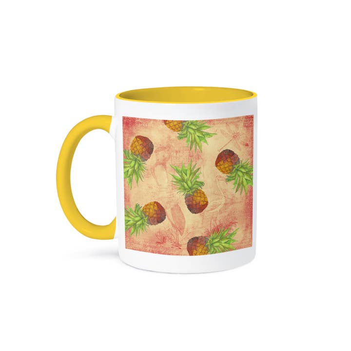 3dRose - Wholesale Coffee Mug - 3dRose, Aloha Vintage Pineapple Fruit Jungle Tropical Floral Hawaii Pattern, Mug