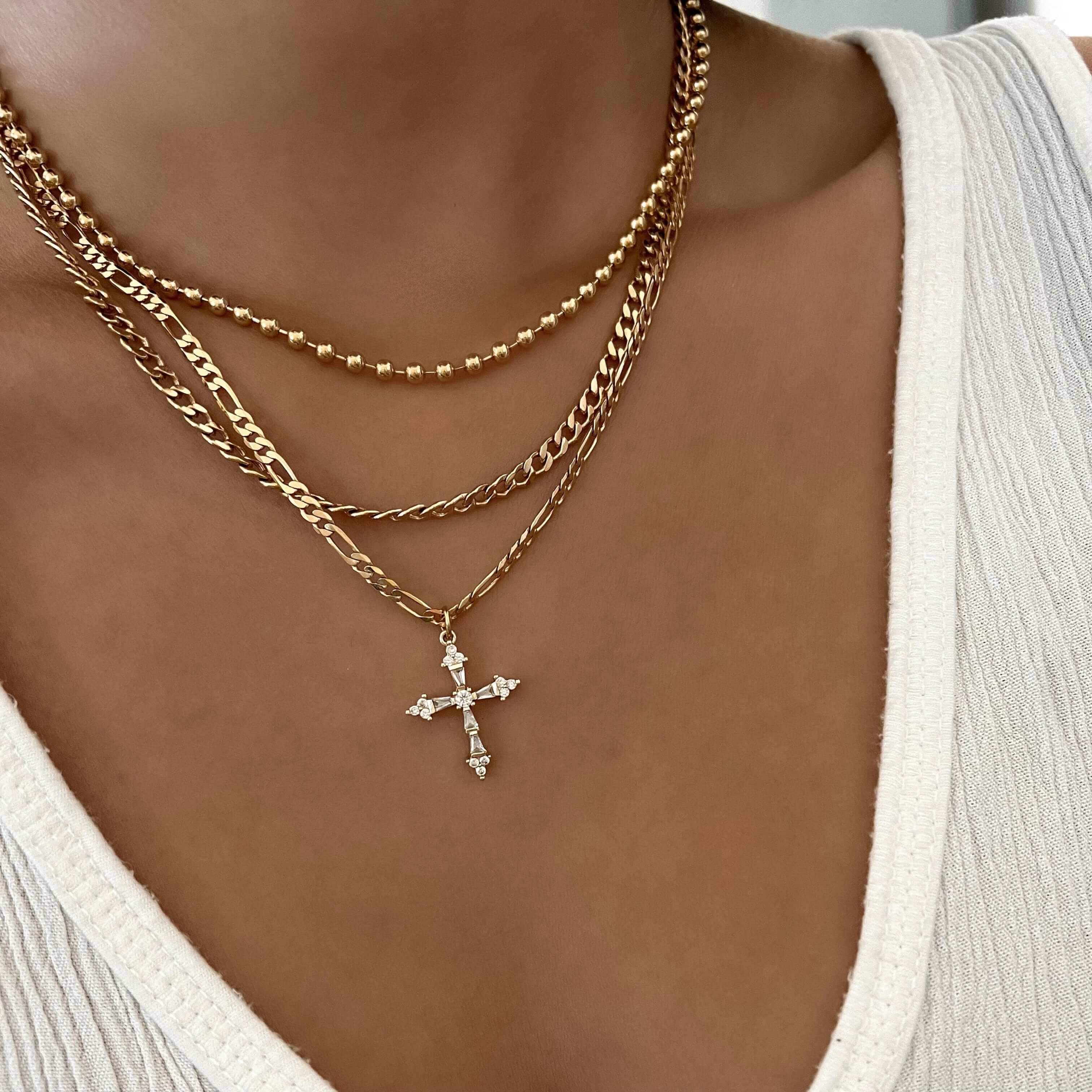 LE Sensor - Vente Collier maille et chaîne - Collier Chaîne à Billes Amira 16" - Plaqué Or 14k 2,3mm3