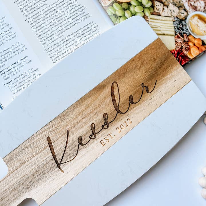Simply Adoorable Designs – wholesale Cutting board – Large Marble Personalized Charcuterie Board