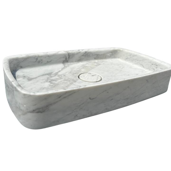 Arbon Marble - Wholesale Bathroom Accessory Set - Calacatta Gold Marble Sink, White Marble Vessel Sink on Top of Bathroom Vanity with Marble Sink Strainer Cover