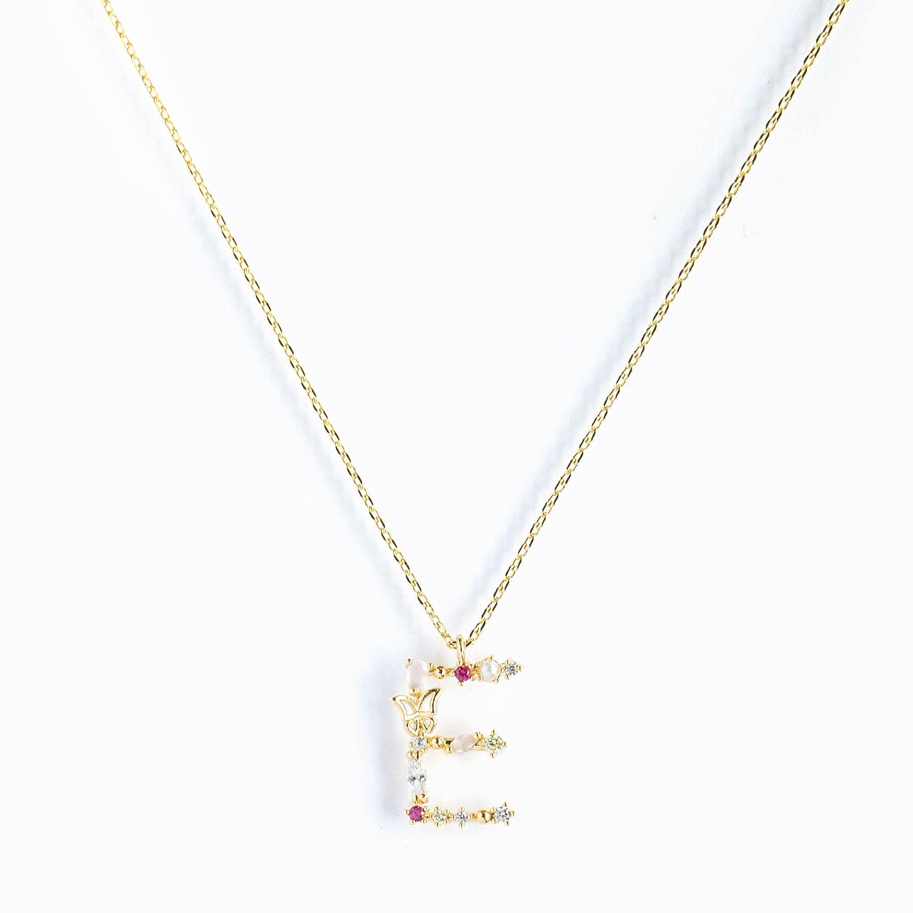 Girls Crew – wholesale Pendant/charm necklace – Flutterfly Stone Initial Necklace2