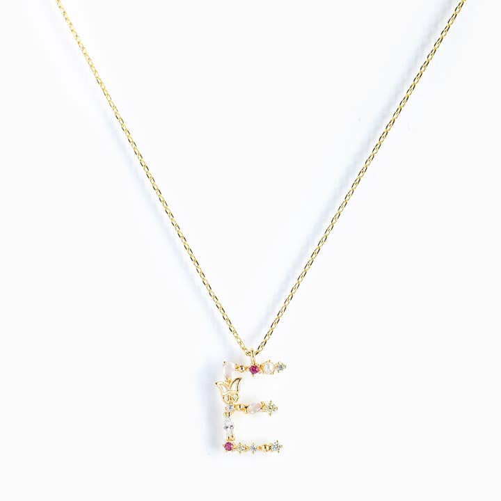 Girls Crew – wholesale Pendant/charm necklace – Flutterfly Stone Initial Necklace2