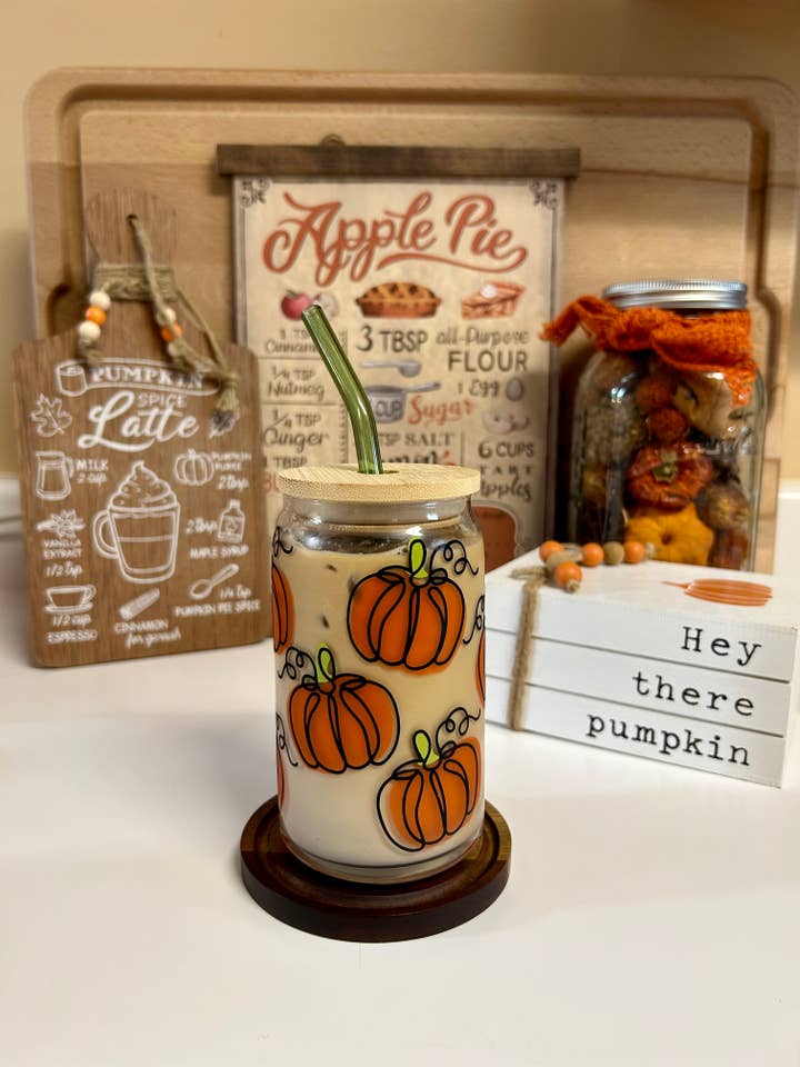 Verre citrouille changeant de couleur, tasse automnale pour café pour la vente par MommyandMarie