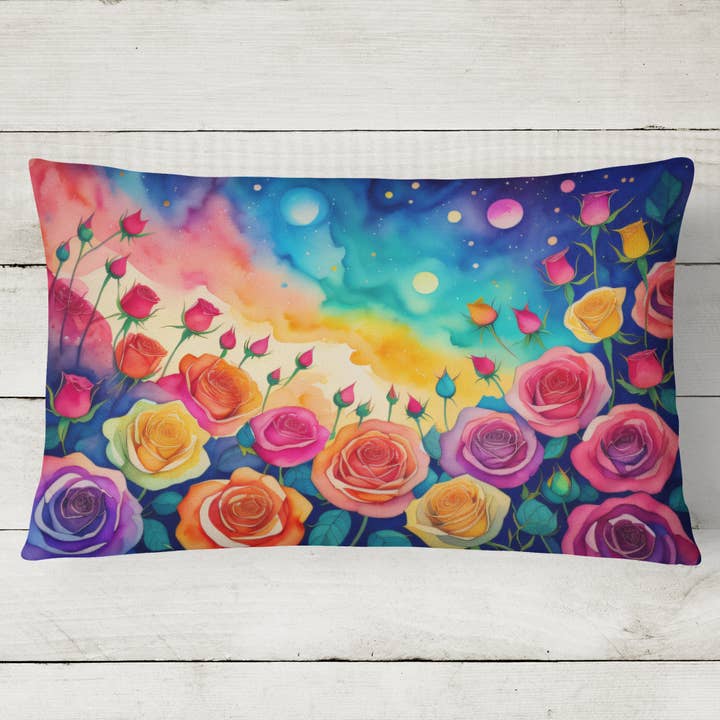 Cuscino decorativo in tessuto colorato con rose per la vendita all'ingrosso da parte di Caroline's Treasures