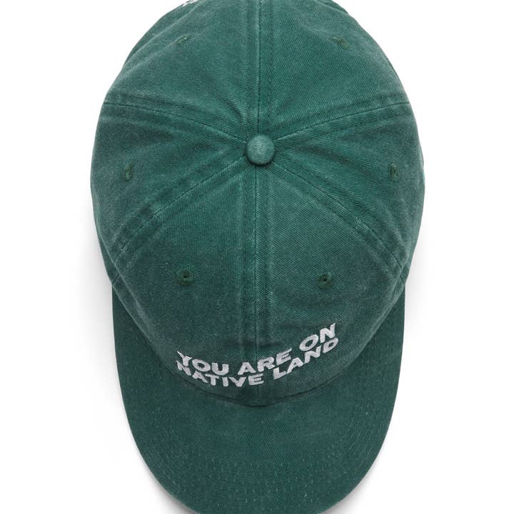 Urban Native Era - Wholesale Baseball Cap - Unisex - 'YOU ARE ON NATIVE LAND' DAD CAP - DARK GREEN1