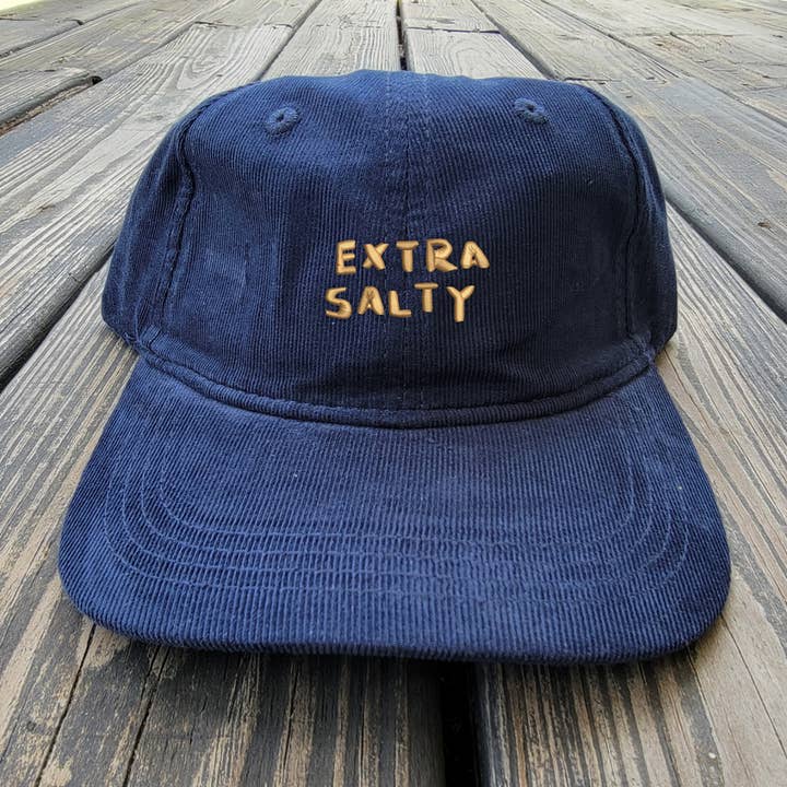 Extra Salty - Light Corduroy Dad Cap - Styrofoam Yellow for wholesale by Cinci Made Embroidery