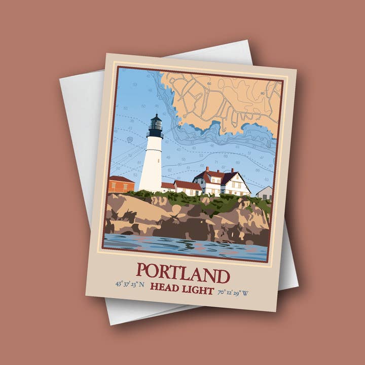 Abby Clark Creative - Wholesale Everyday Greeting Card - Portland Lighthouses - Greeting Card Set of 5 (A2)2