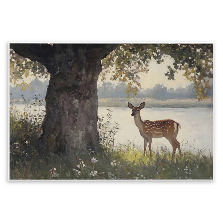 Stupell Industries - Wholesale Wall Sign - Spotted Doe by Lake - Unframed Wall Art