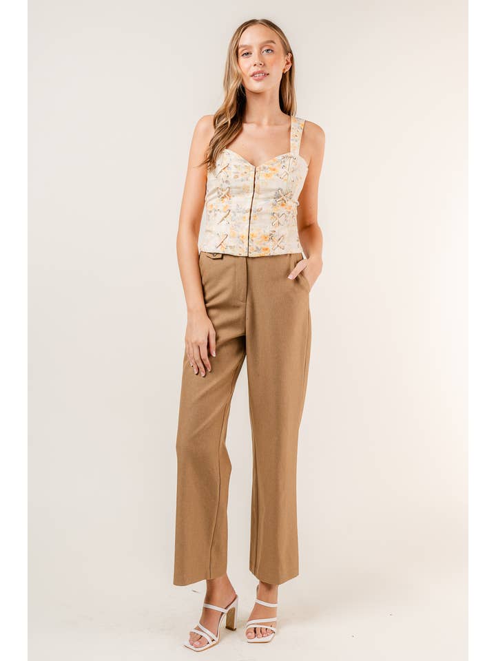 NATURAL COTTAGE CORE BOHO FLORAL LINEN PRINT CORSET TOP-TI5254FO for wholesale on Faire8