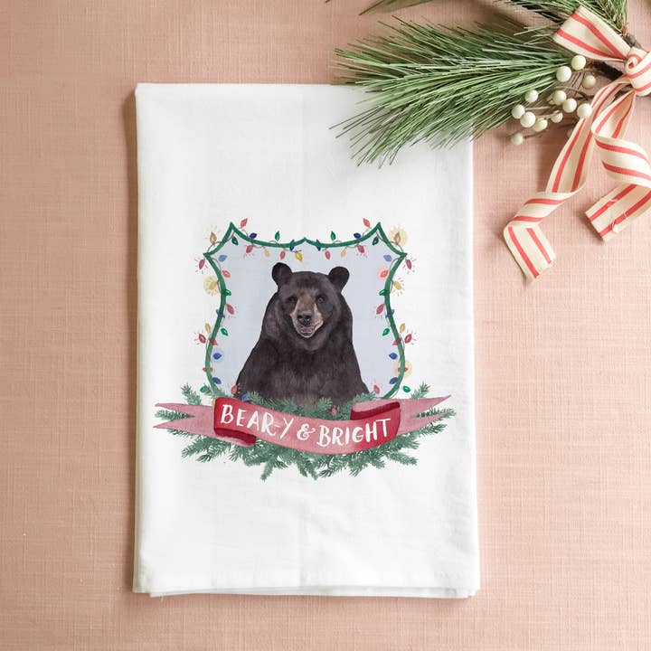 Beary and Bright Christmas Tea Towel for wholesale by Cami Monet