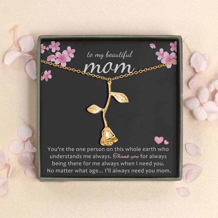 To my Beautiful Mom Rose Necklace- Mother's Day Gift for Mom for wholesale by Anavia