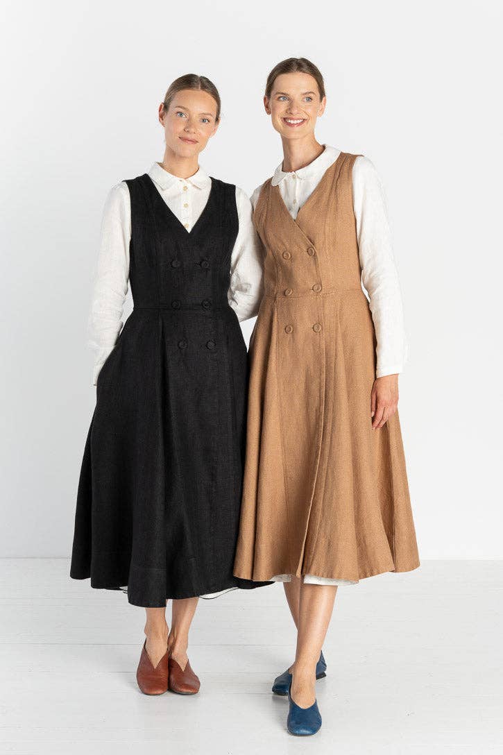 Son de Flor - Wholesale Dress - Women's - Rosa – Midi Linen Dress with Double-Button Front17