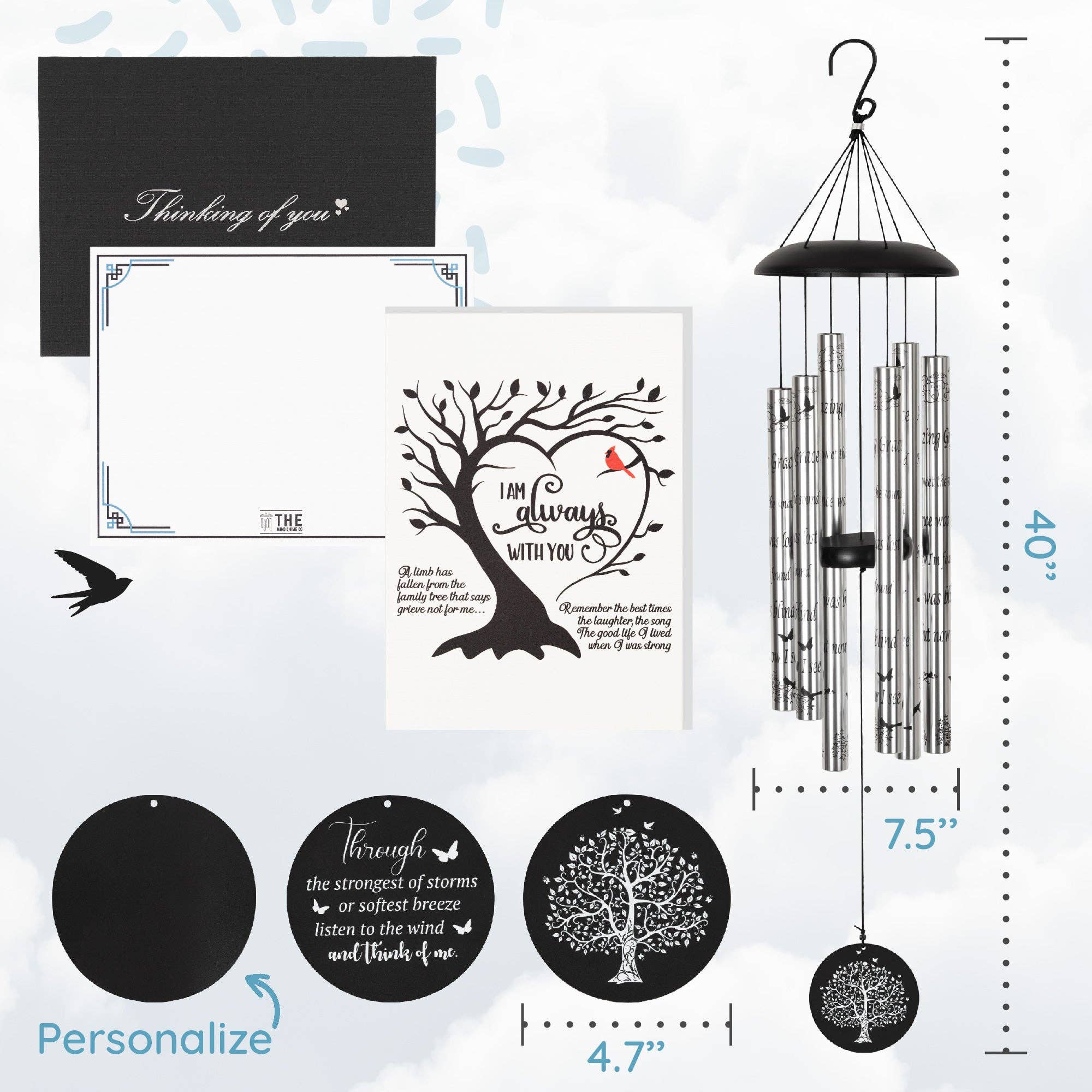 The Wind Chime Co - Wholesale Windorgel - 40" Memorial Wind Chimes Sympathy Gift voor het verlies van een dierbare2