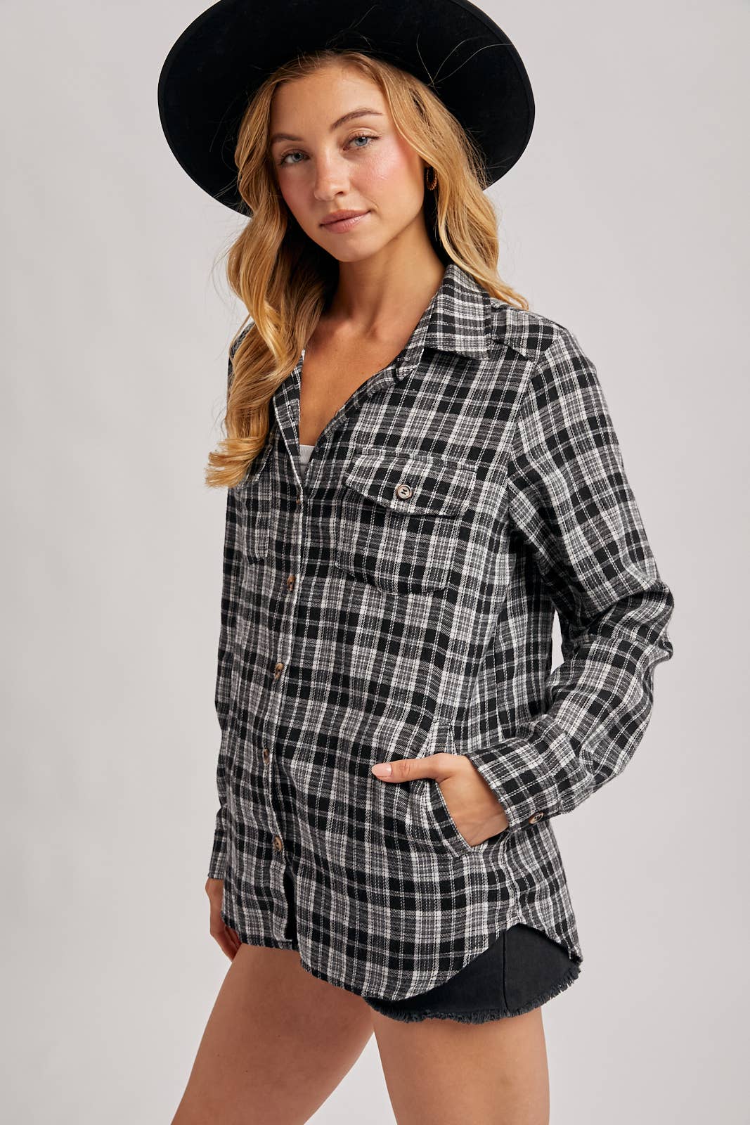 Bluivy - Wholesale Shirt - Women's - BUTTON DOWN PLAID SHIRT WITH POCKETS - 4TH OF JULY36