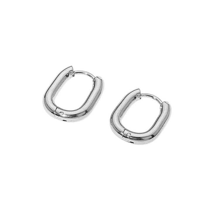 Sensibling Corp. - Wholesale Huggie Earrings - SECRET BOX_Stainless Steel Oval Huggie Hoop Earrings