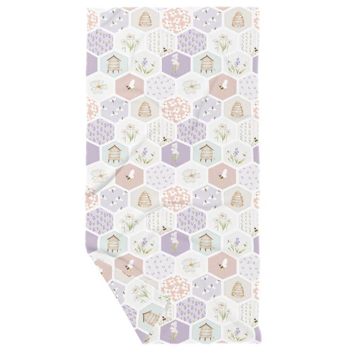 Lavande et Abeilles Torchons à Gaufres Double Face pour la vente par June Apothicarie