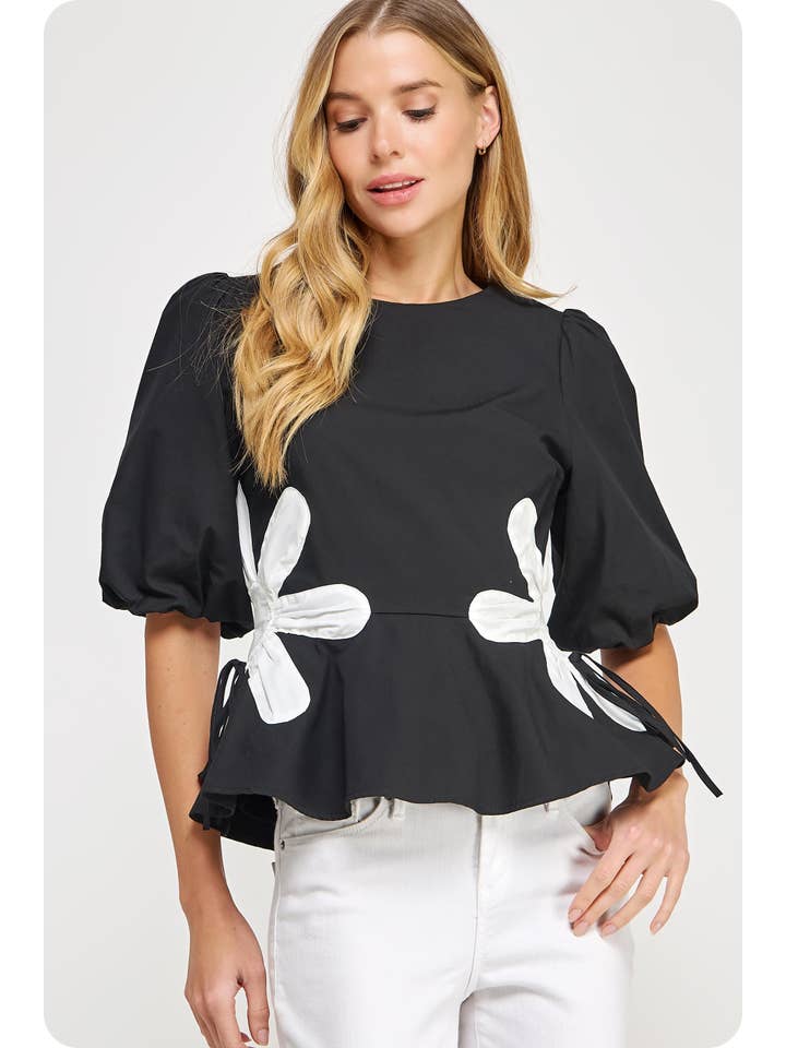 Strut & Bolt - Wholesale Blouse – Women’s - Flower Color-Block Poplin Top7