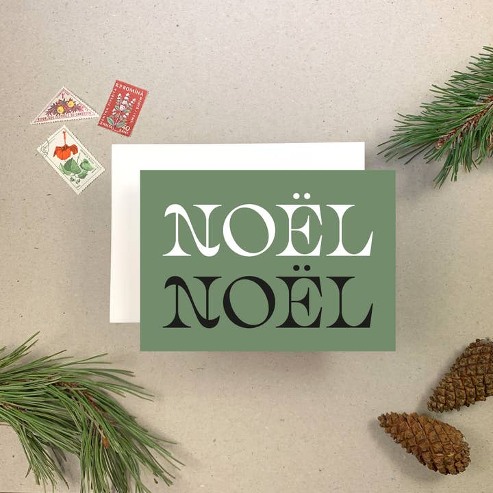 NOEL CHARITY CARD IN KHAKI for wholesale by IMOGEN OWEN