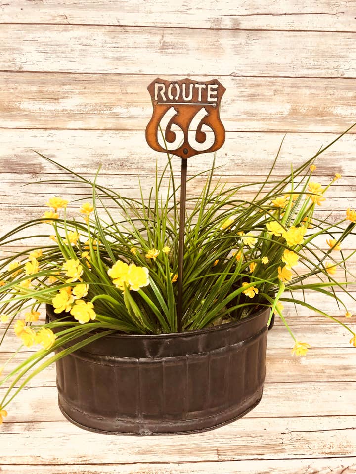 Route 66 Garden Plant Stake for wholesale by Universal Ironworks USA