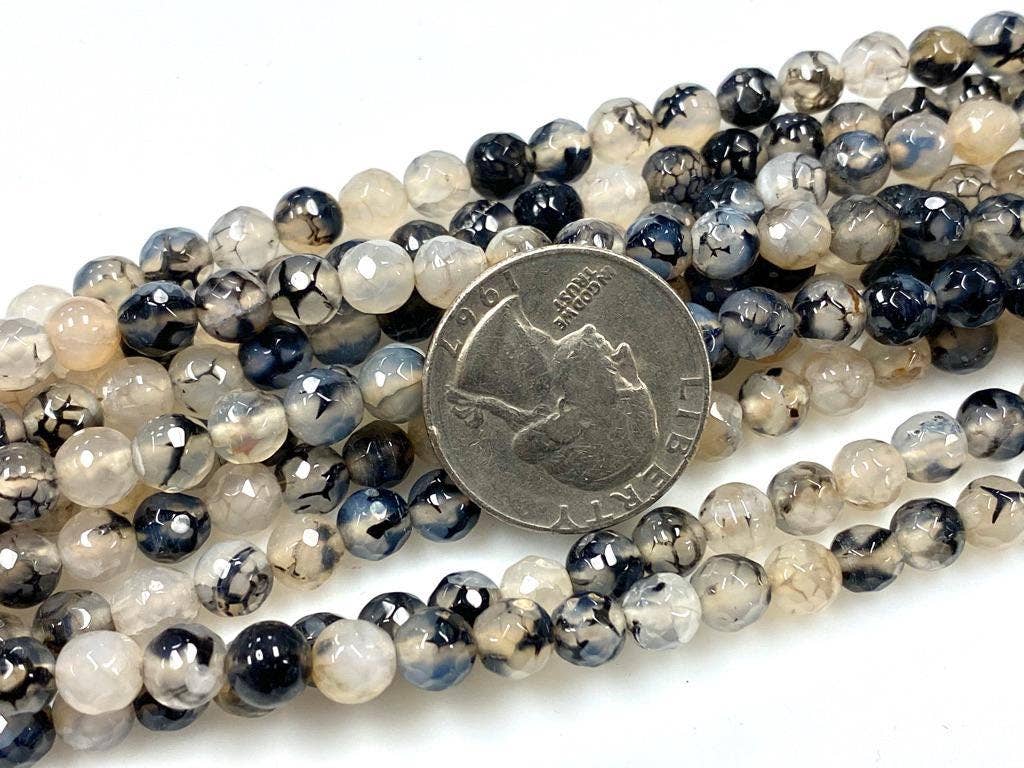 TRIVENI USA INC - Wholesale Beads - Black Dragon Vein Agate Gemstone Round Beads Strands 6mm 8mm3